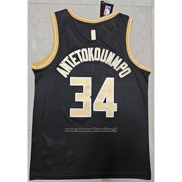 Maglia Milwaukee Bucks Giannis Antetokounmpo #34 Select Series Or Nero